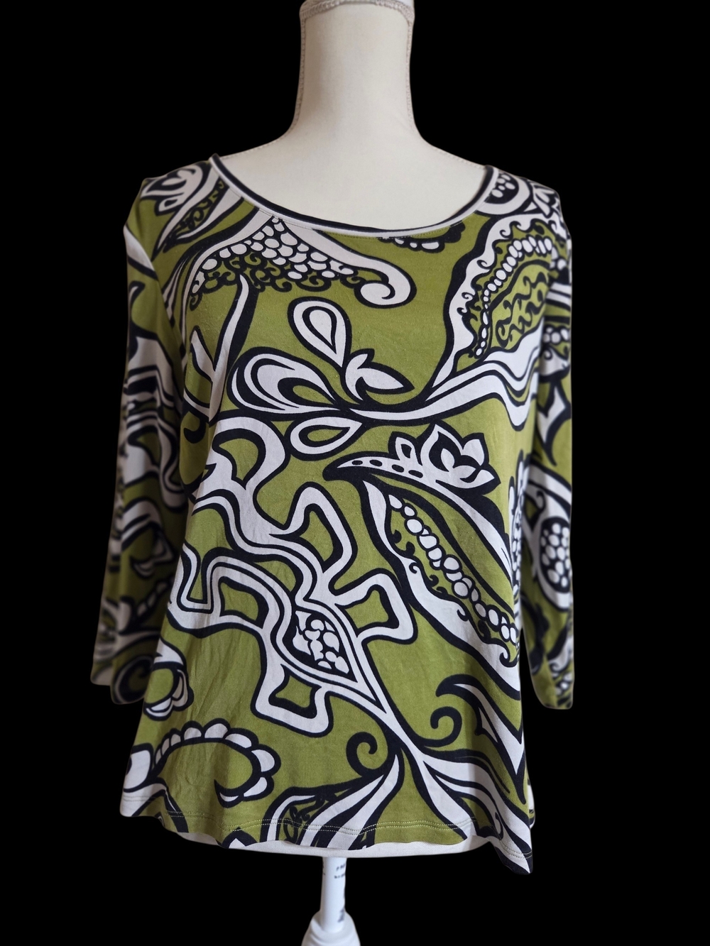 Silk Blend Abstract Print Top